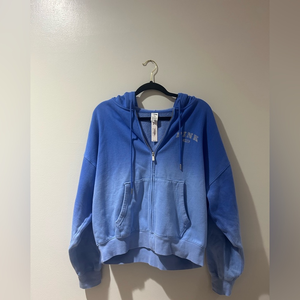 Pink Blue Ivy Campus Fleece Full Zip Up Hoodie Size M NWT